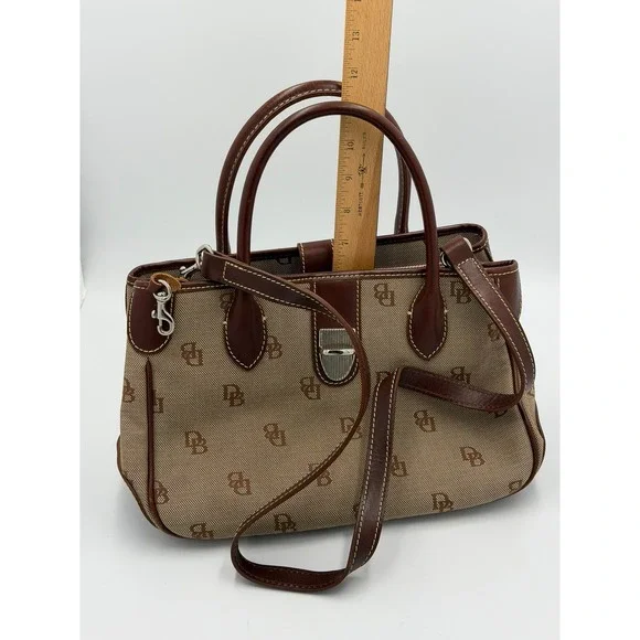 Dooney & Bourke Small Double Handle Tote Monogram Canvas Leather Brown HK51Q BN - Picture 4 of 12